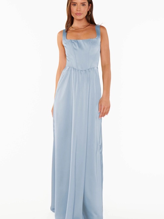 Show Me Your MuMu Dresses & Skirts - Show Me Your MuMu Light Blue Satin Square-Neck Maxi Dress
